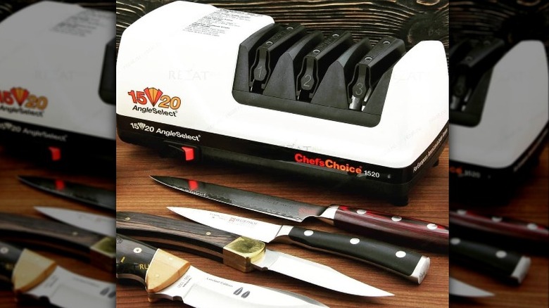 A Chef's Choice electric knife sharpener.