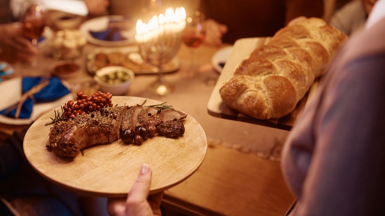 brisket being served at Hanukkah