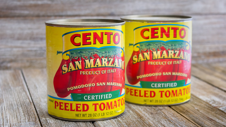 Cans of San Marzano tomatoes