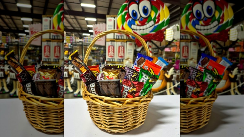 Basket of candy inside b.a. Sweetie Candy Company.