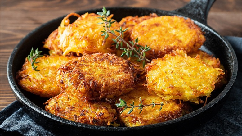 Latkes in a skillet