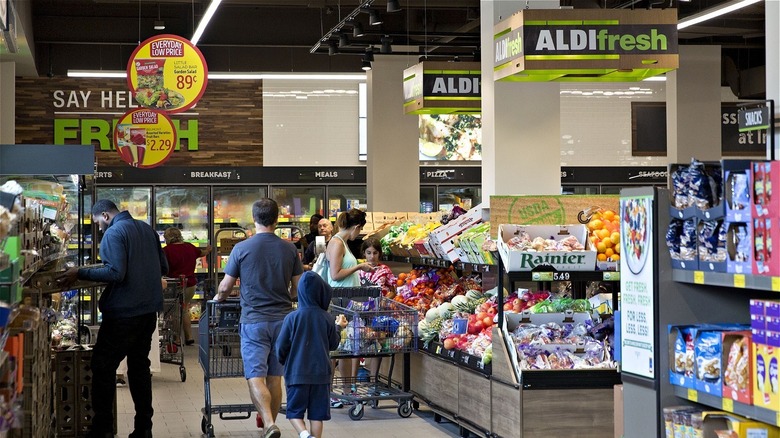 Shoppers at Aldi grocery store