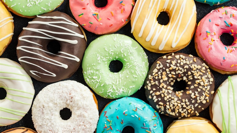 assortment of frosted donuts
