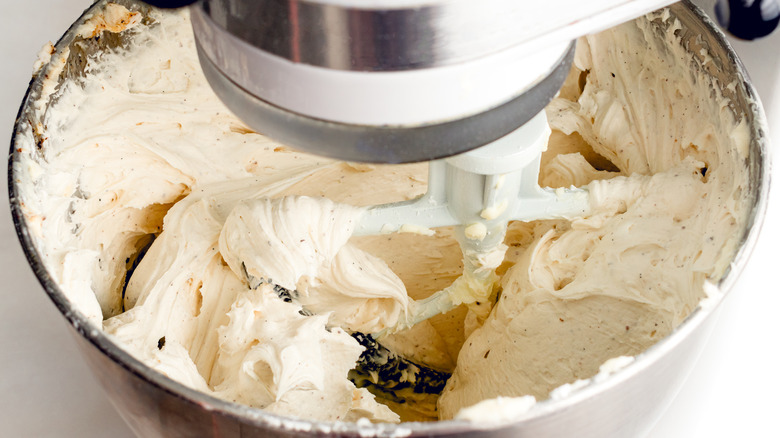 buttercream frosting in mixer