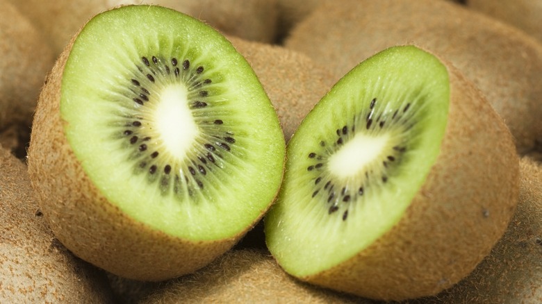 two kiwi halves