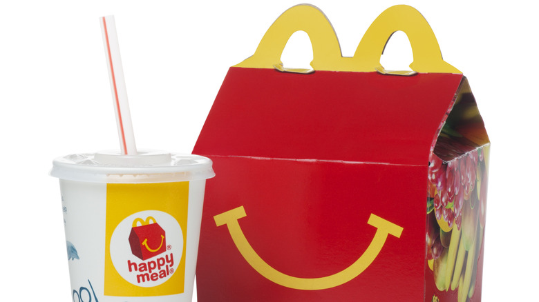 McDonald's Happy Meal container and drink