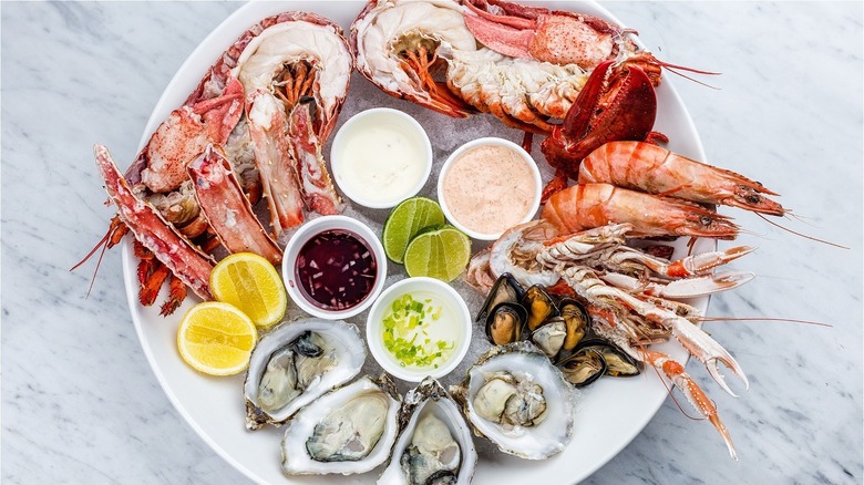 Shellfish on a white plate