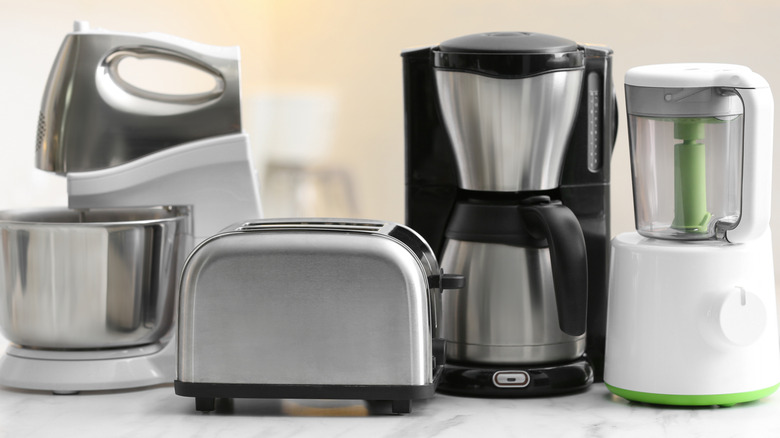 Assorted kitchen appliances on countertop