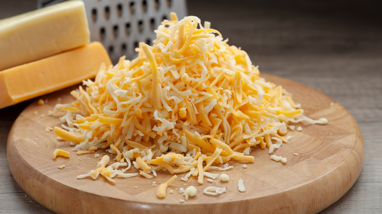 Pile of shredded cheese