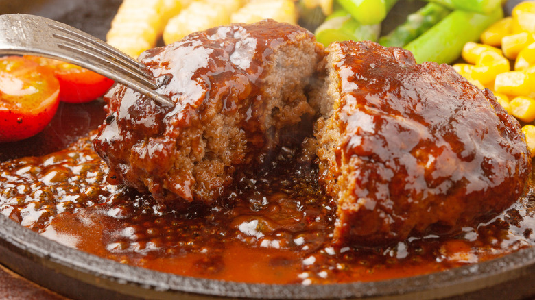 hamburger steak in brown gravy