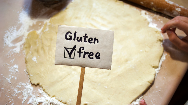 Gluten free sign with dough