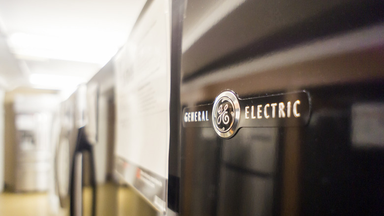 Closeup of GE appliance logo