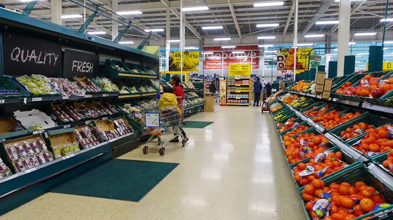 Fruit and veg in supermarket