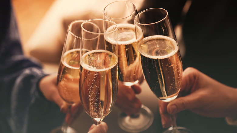 a toast with sparkling wine