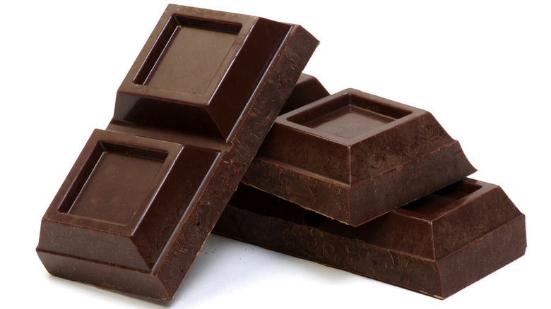 pile of chocolate on white background