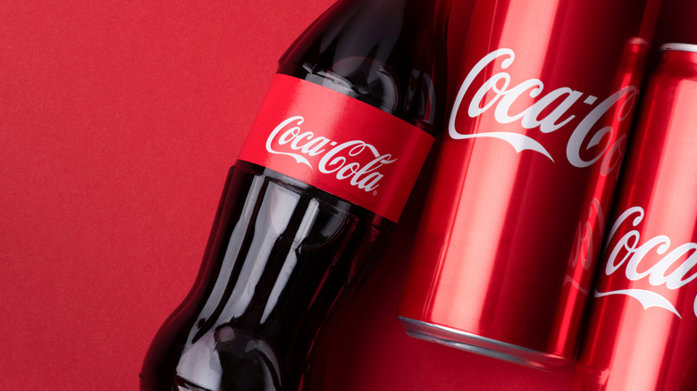 Coke bottles and cans