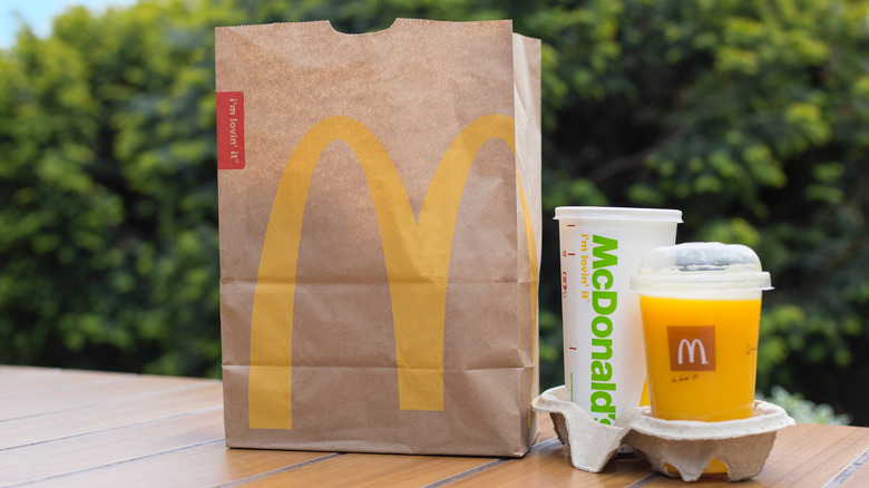 McDonald's bag with orange juice