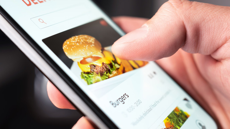 Closeup of food delivery app