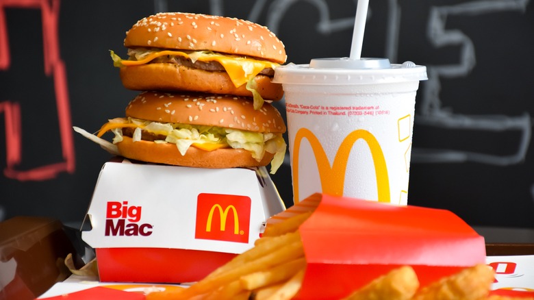 McDonald's burgers on box and fries