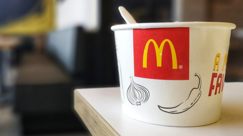 A bowl of McDonald's soup. 