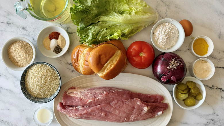 Ingredients for Hoosier pork tenderloin sandwiches