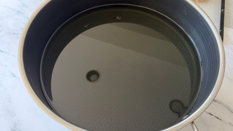Pot filled with oil