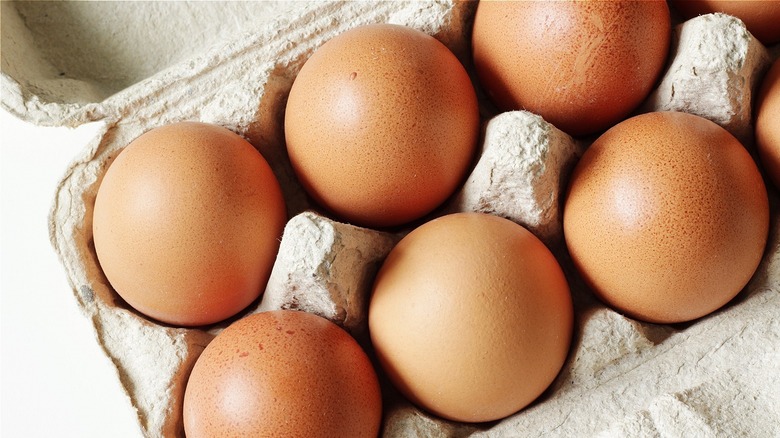 eggs in a cardboard eggbox 