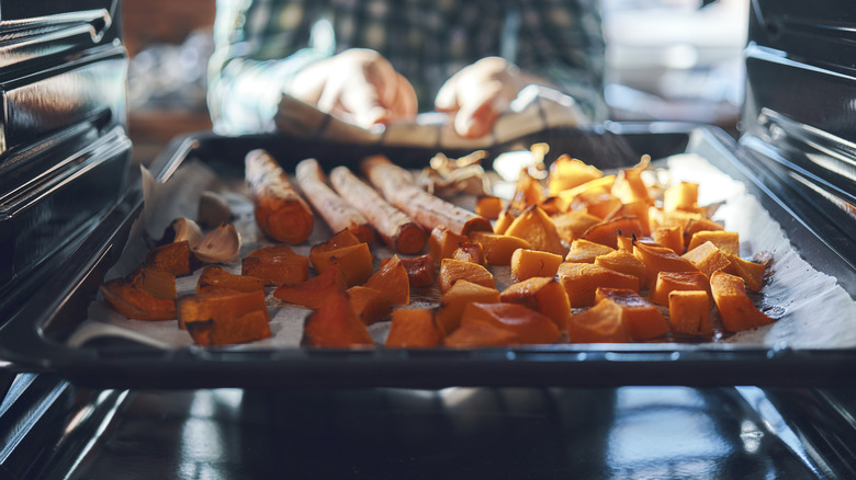 Roasting vegetables in oven