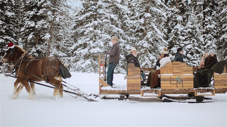 horse drawn sleigh ride at Lone Mountain Ranch