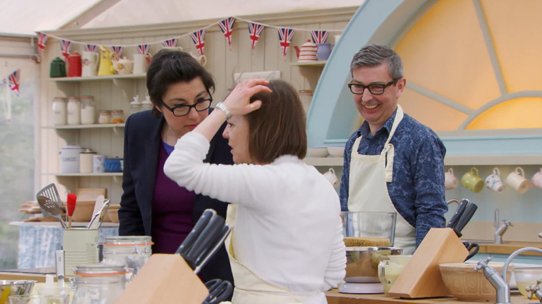 Deborah, Howard, and Sue in the "Baking Show" tent