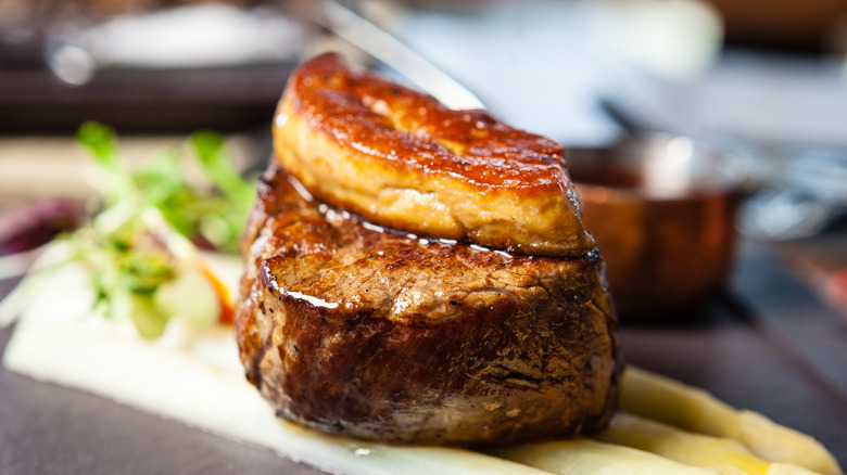 Foie gras on a steak 