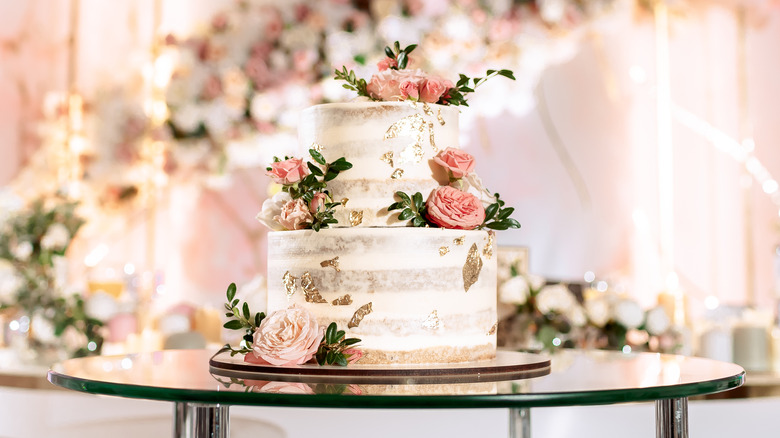 Two-tiered wedding cake