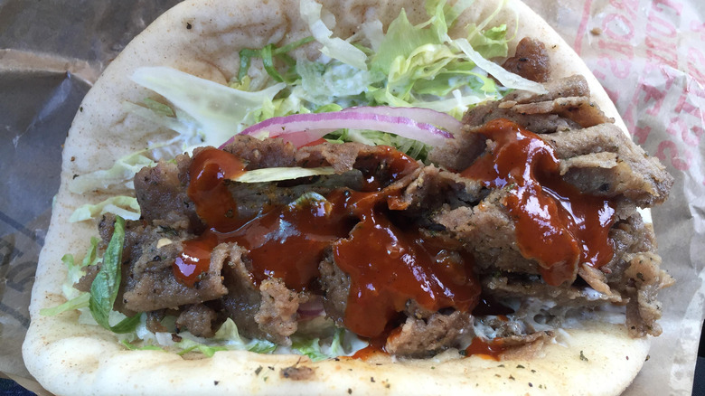 Close-up of Arby's Roast Beef Gyro