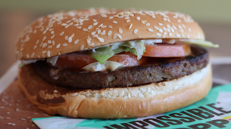 close-up of Burger King Impossible Whopper