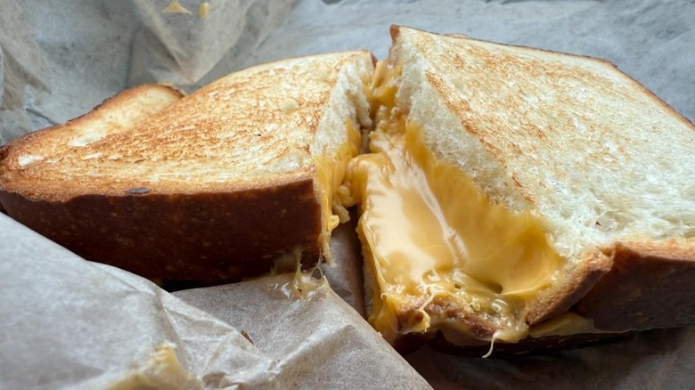 Close-up of Panera Bread Grilled Cheese sandwich