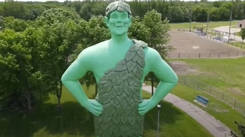 Aerial view of Jolly Green Giant statue