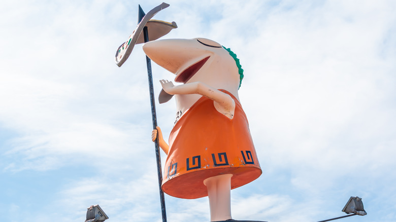 Little Caesar mascot sign at store