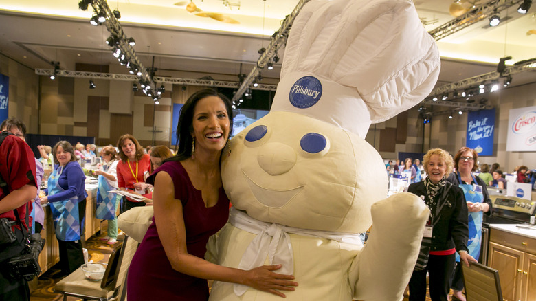 Poppin' Fresh hugging Padma Lakshmi