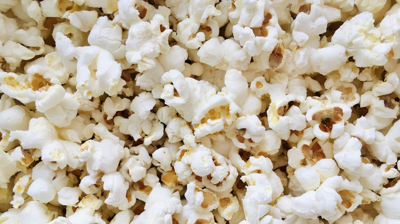 Close-up of plain popcorn