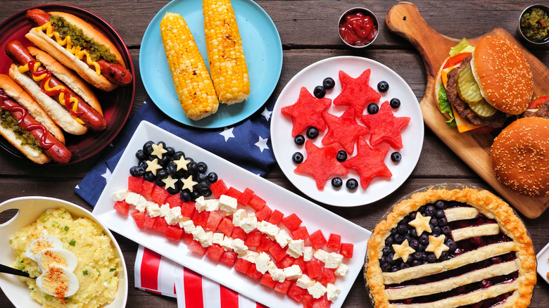 Assorted foods for Memorial Day cookout