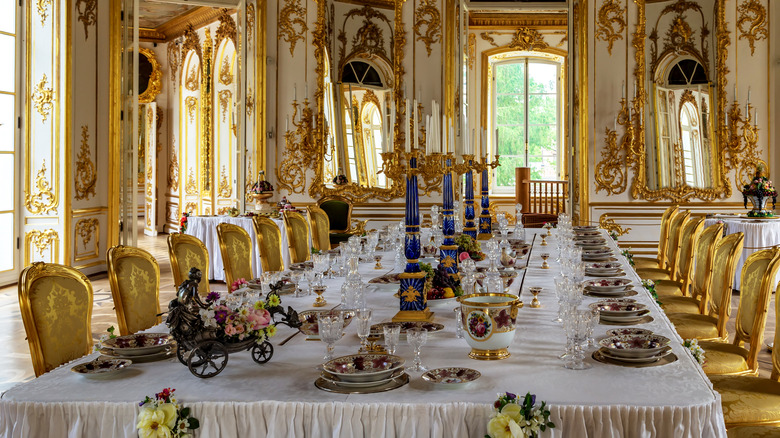 banquet table in gilded hall