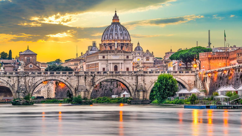 st. peter's basilica over tiber river