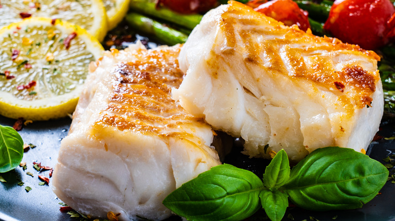 Fried cod with salad