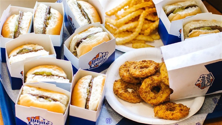 White Castle sliders, fries, and chicken rings