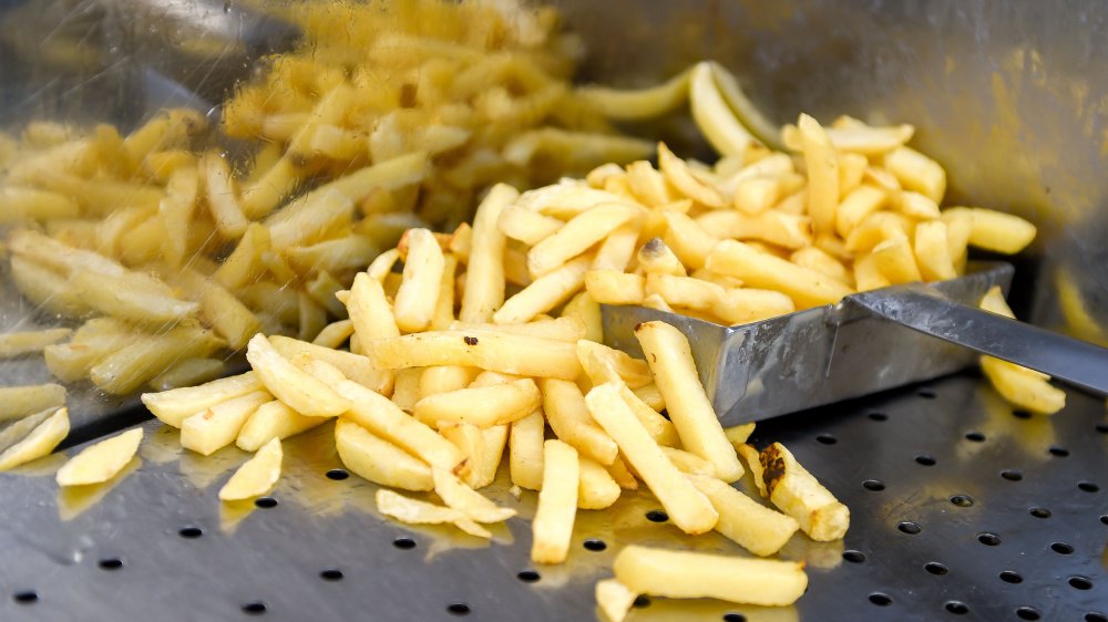 French fries in the fryer