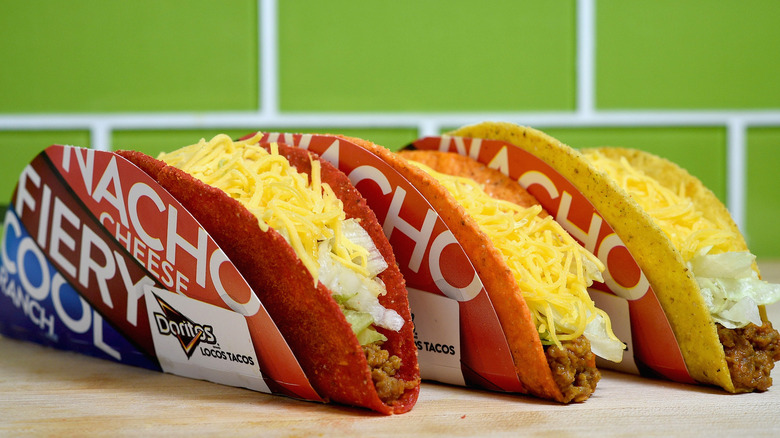 Doritos locos tacos lined up