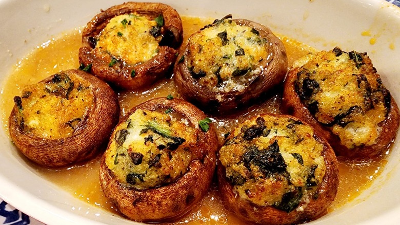 Stuffed mushrooms in sauce from Maggiano's Little Italy