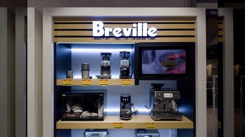 A display of Breville kitchen appliances