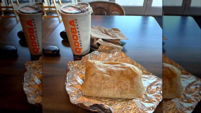 burrito and drink from Qdoba
