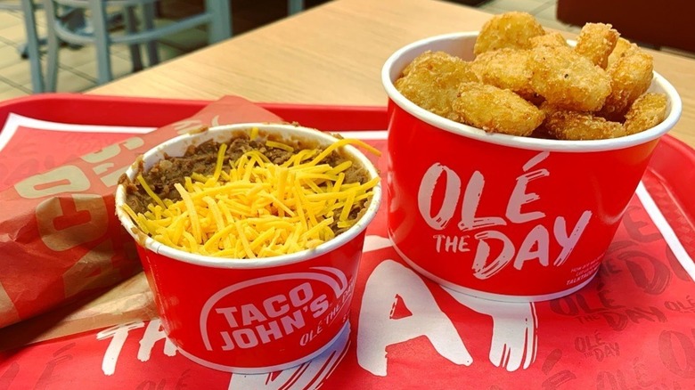 tots and beans from Taco Johns